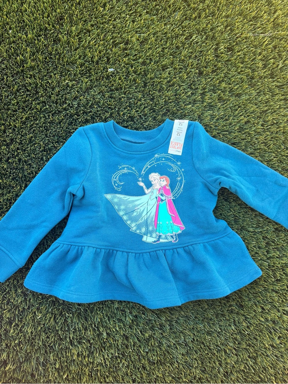 Disney Girls Teal Frozen Elsa & Anna Peplum Sweatshirt